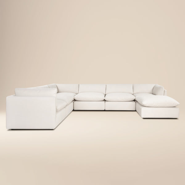 Davos 162" Modular 7-Piece L-Shaped Sectional with Chaise | Linen White