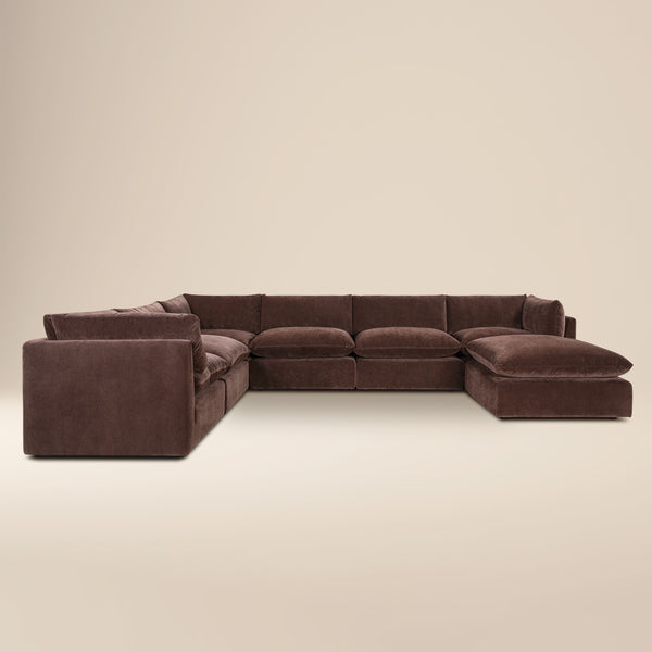 Davos 162" Modular 7-Piece L-Shaped Sectional with Chaise | Sable Brown