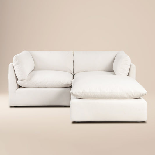 Davos 81" Modular 3-Piece L-Shaped Sectional with Reversible Ottoman | Linen White