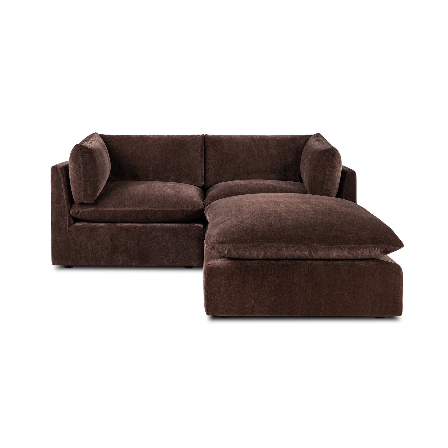 Davos 81" Modular 3-Piece L-Shaped Sectional with Reversible Ottoman | Sable Brown