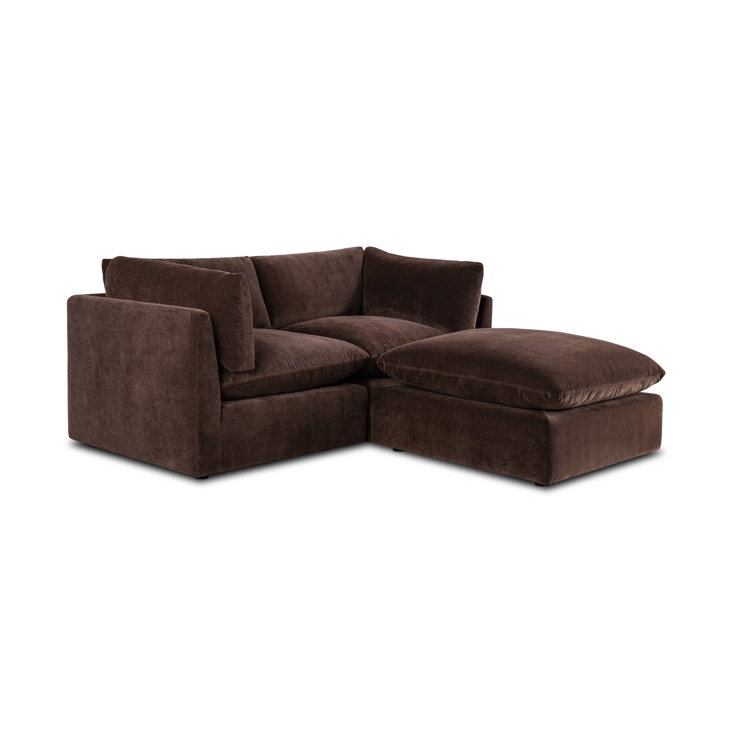 Davos 81" Modular 3-Piece L-Shaped Sectional with Reversible Ottoman | Sable Brown