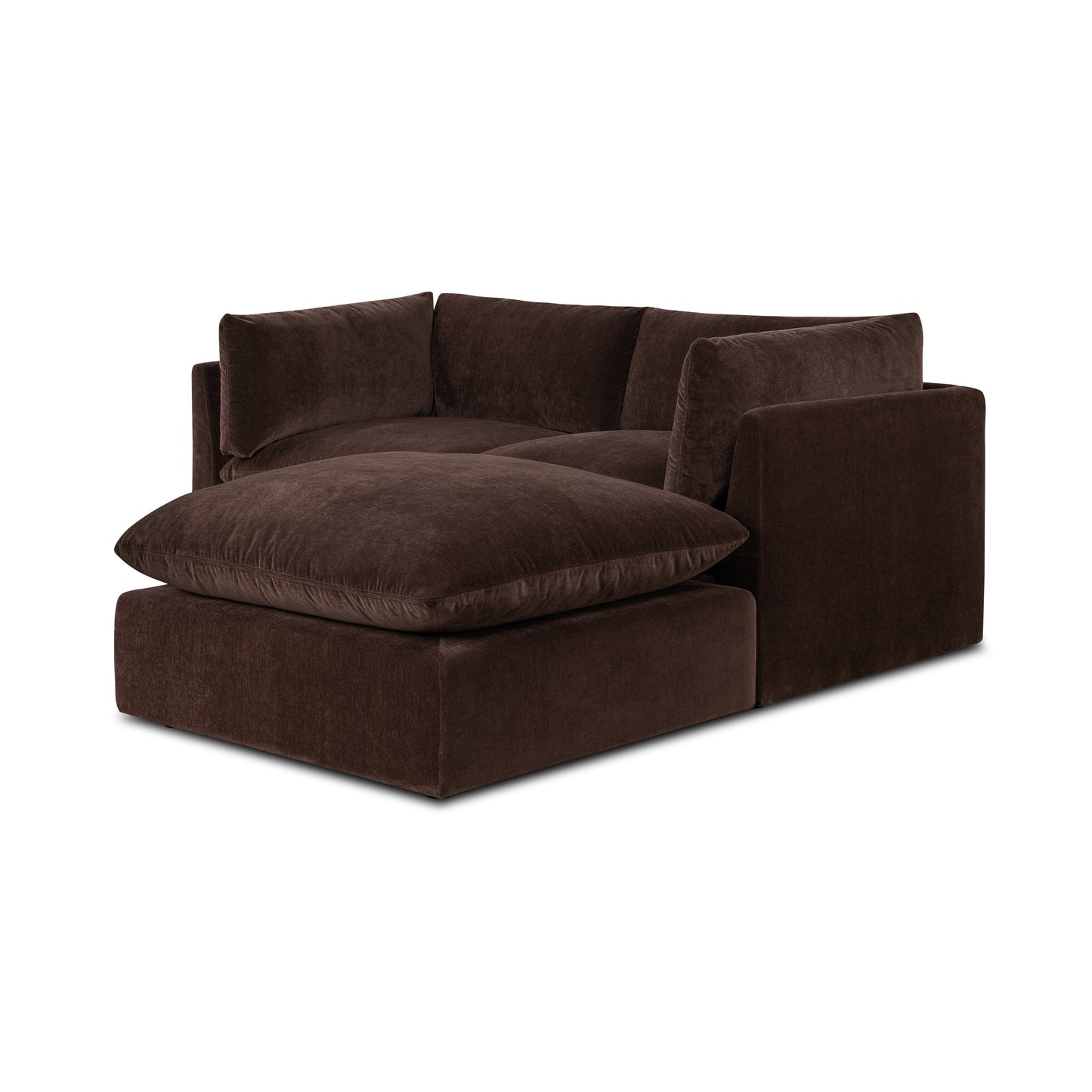 Davos 81" Modular 3-Piece L-Shaped Sectional with Reversible Ottoman | Sable Brown