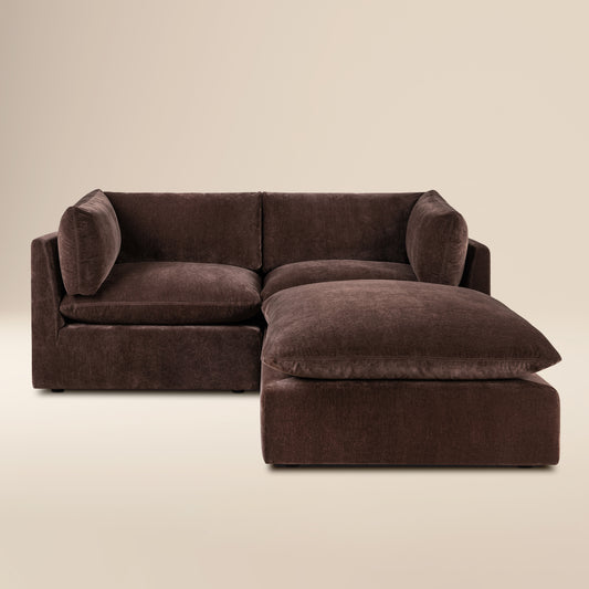 Davos 81" Modular 3-Piece L-Shaped Sectional with Reversible Ottoman | Sable Brown