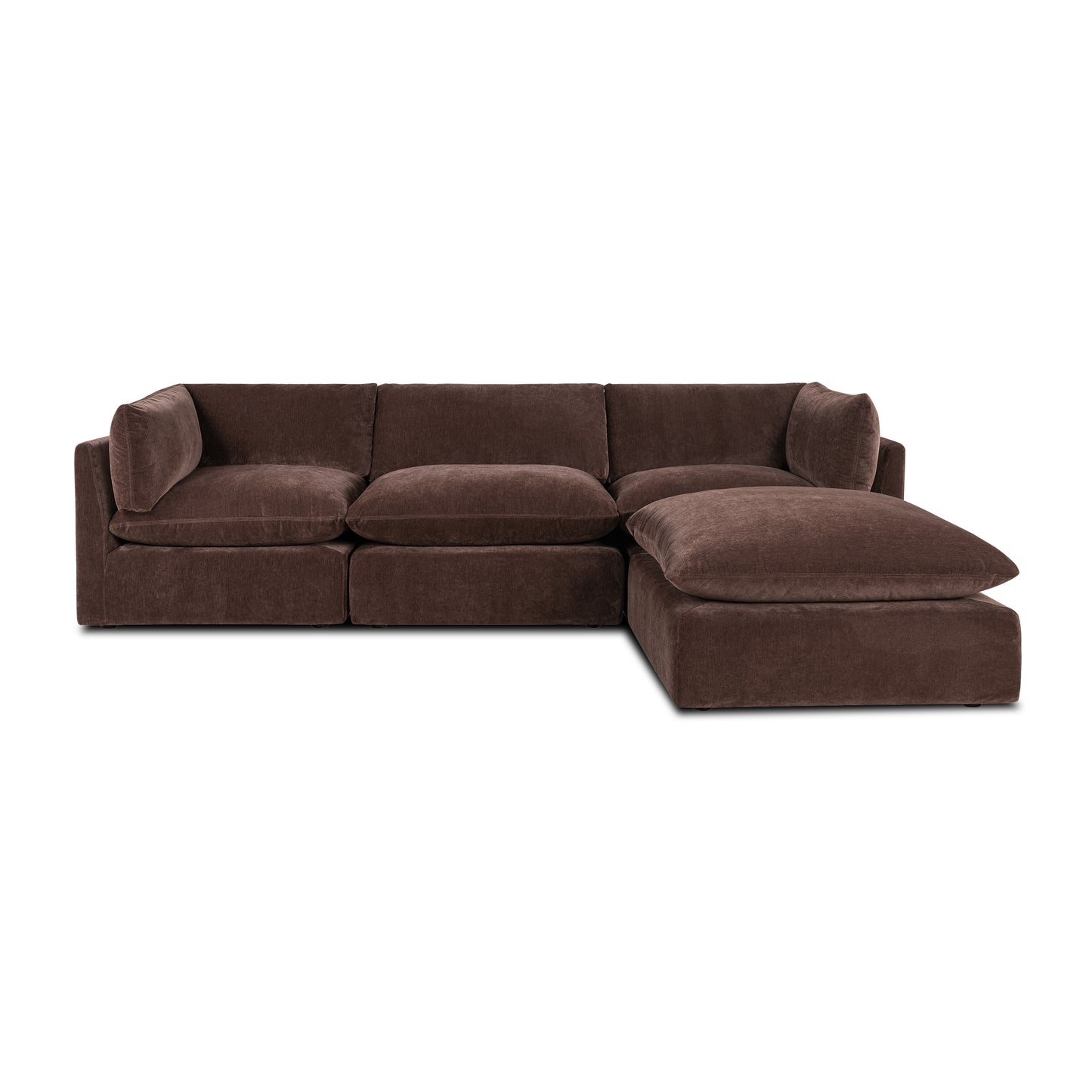 Davos 122" Modular 4-Piece L-Shaped Sectional with Reversible Ottoman | Sable Brown