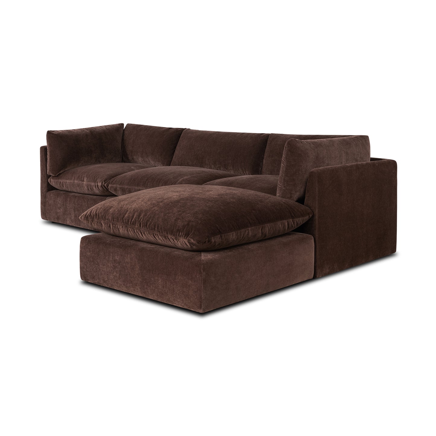 Davos 122" Modular 4-Piece L-Shaped Sectional with Reversible Ottoman | Sable Brown
