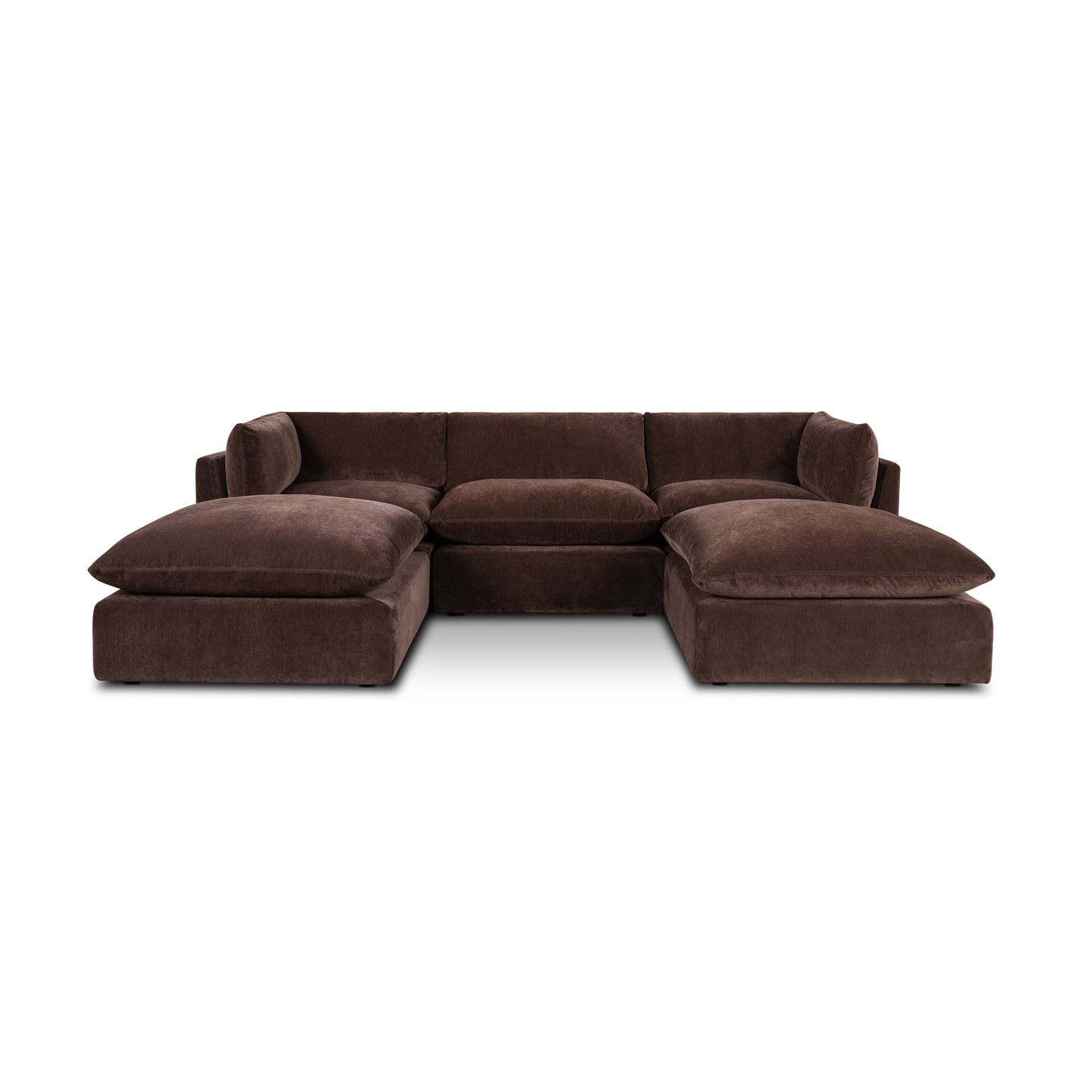 Davos 122" Modular 5-Piece U-Shaped Double Chaise Sectional | Sable Brown