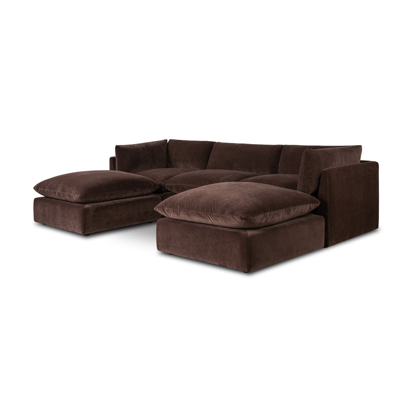 Davos 122" Modular 5-Piece U-Shaped Double Chaise Sectional | Sable Brown