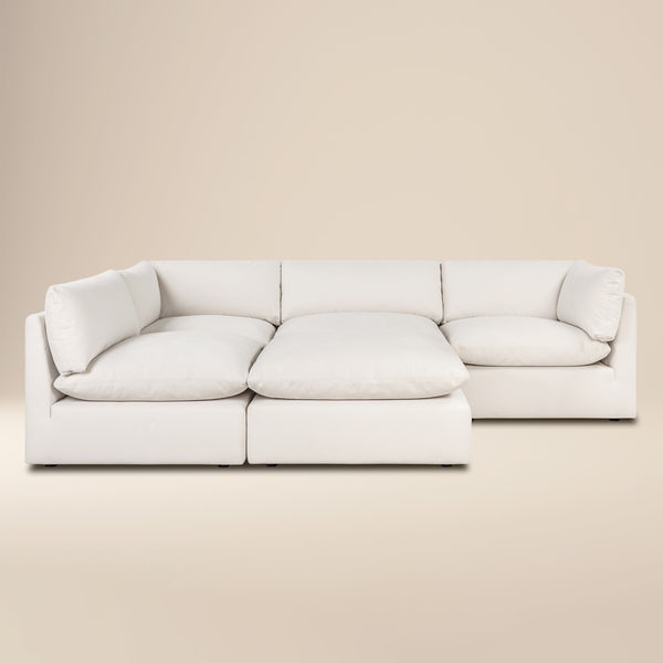 Davos 122" Modular 5-Piece Pit Lounge Sectional | Linen White