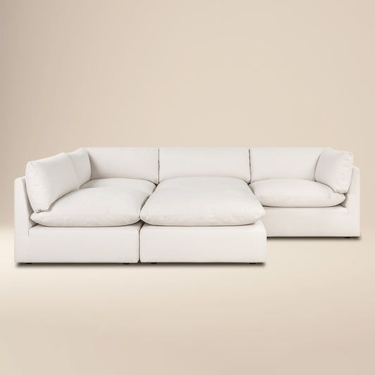 Davos 122" Modular 5-Piece Pit Lounge Sectional | Linen White