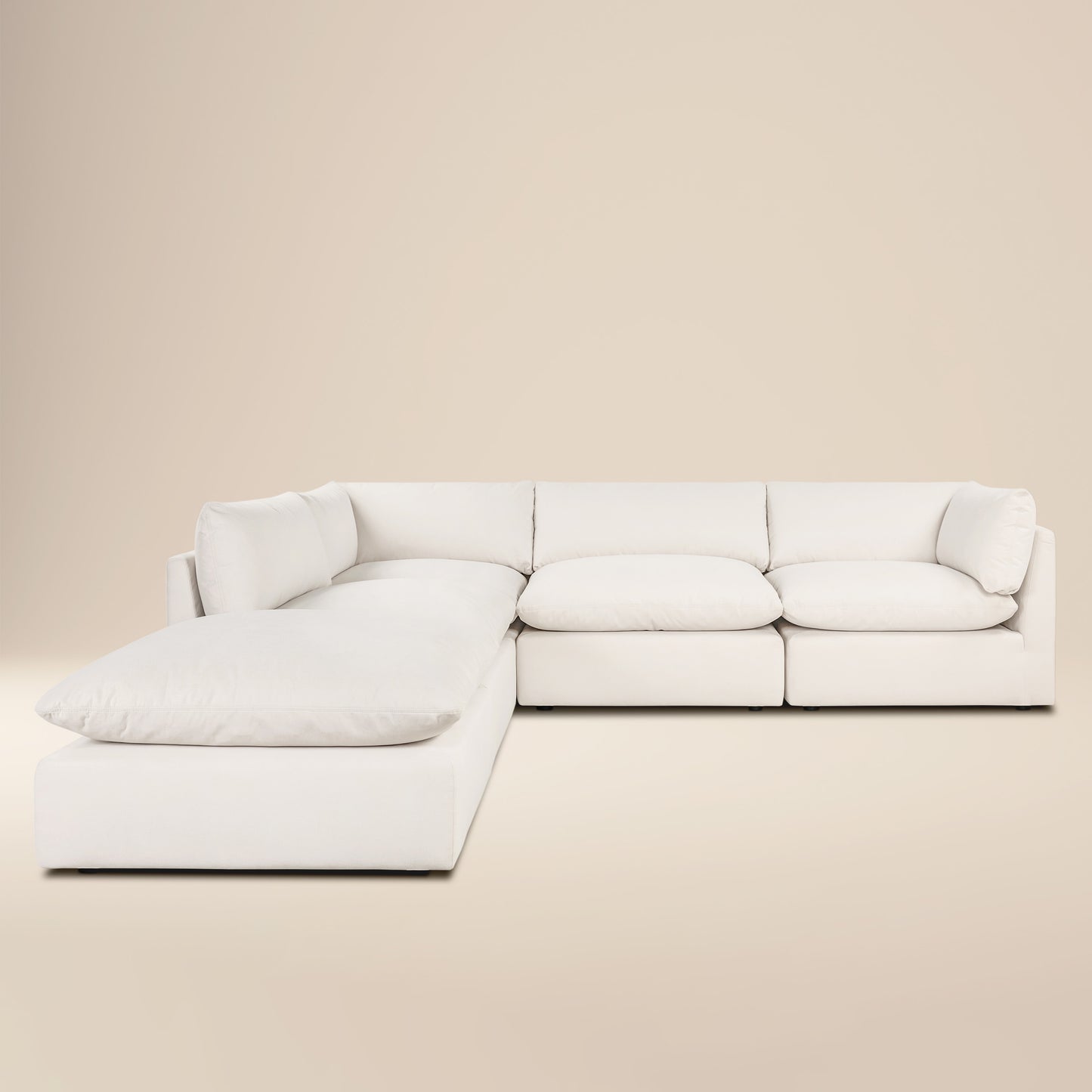 Davos 122" Modular 5-Piece L-Shaped Reversible Sectional | Linen White