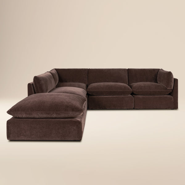 Davos 122" Modular 5-Piece L-Shaped Reversible Sectional | Sable Brown