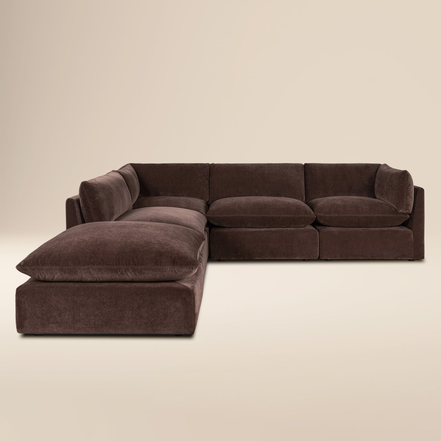 Davos 122" Modular 5-Piece L-Shaped Reversible Sectional | Sable Brown