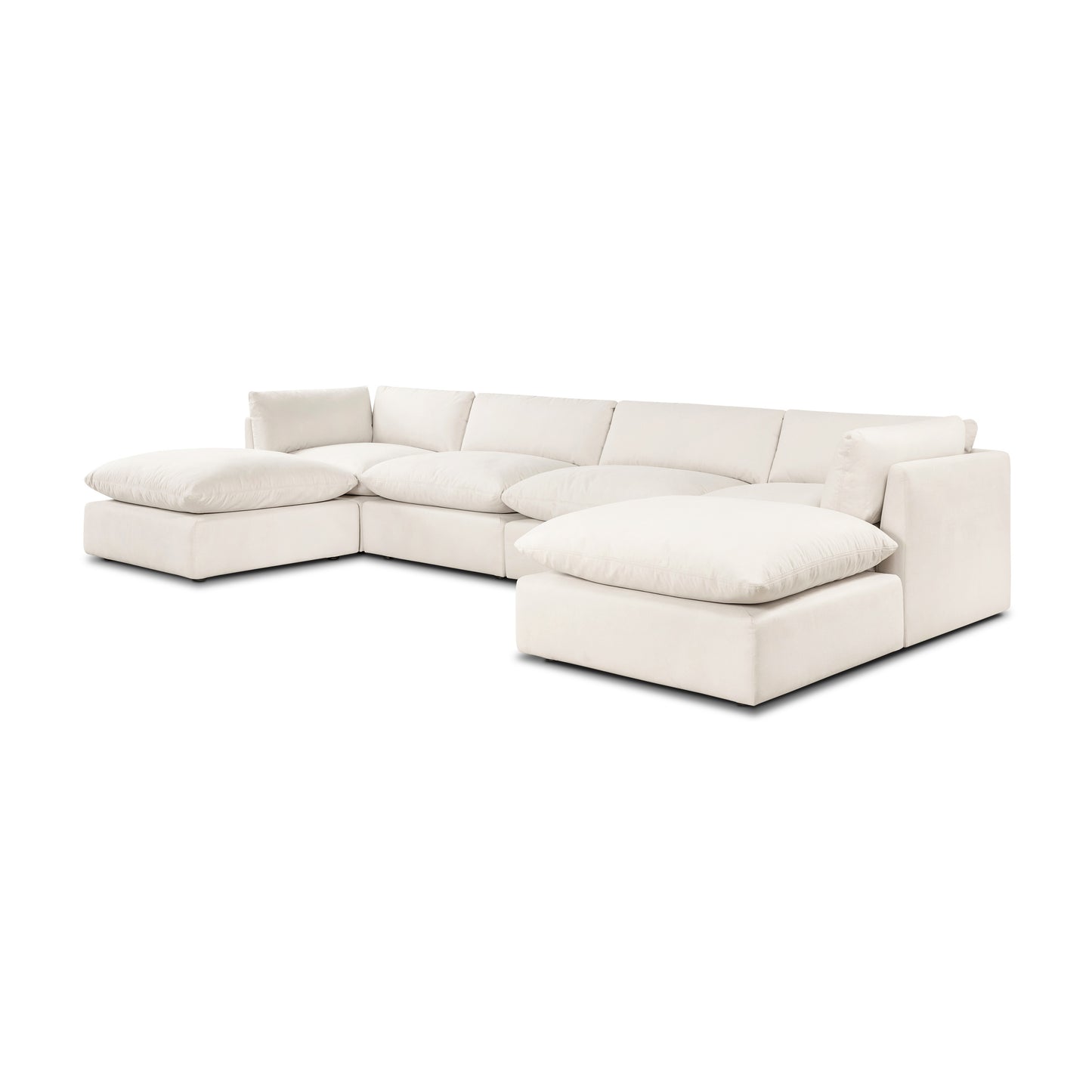 Davos 162" Modular 6-Piece U-Shaped Double Chaise Sectional | Linen White