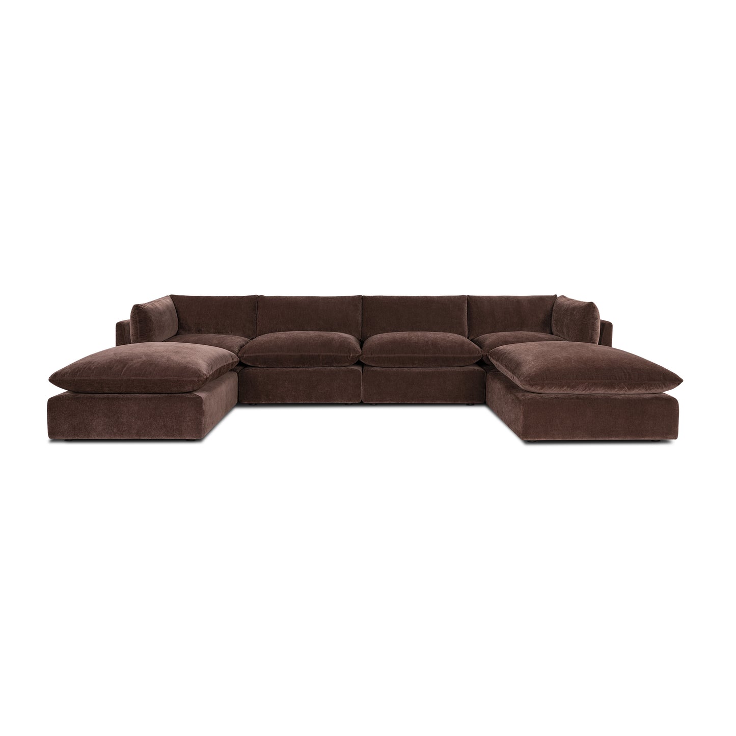 Davos 162" Modular 6-Piece U-Shaped Double Chaise Sectional | Sable Brown