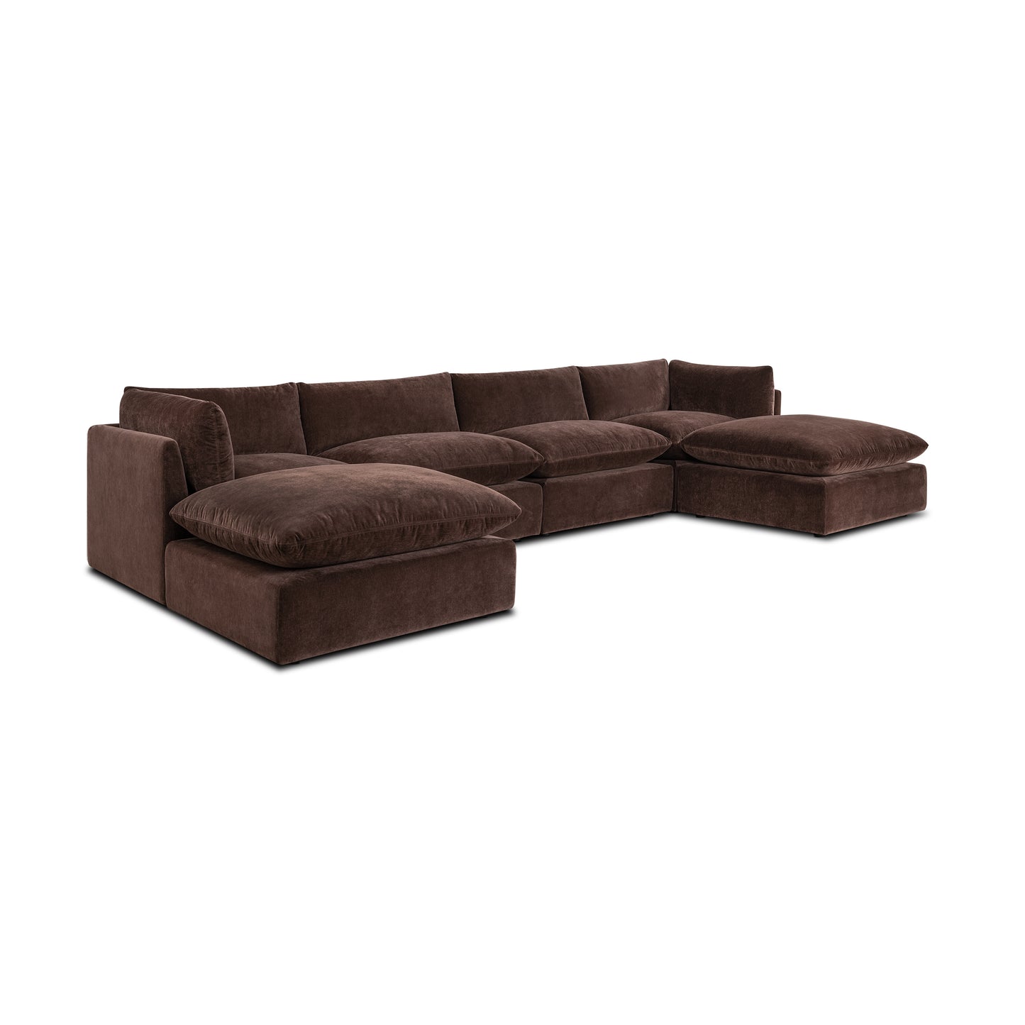 Davos 162" Modular 6-Piece U-Shaped Double Chaise Sectional | Sable Brown