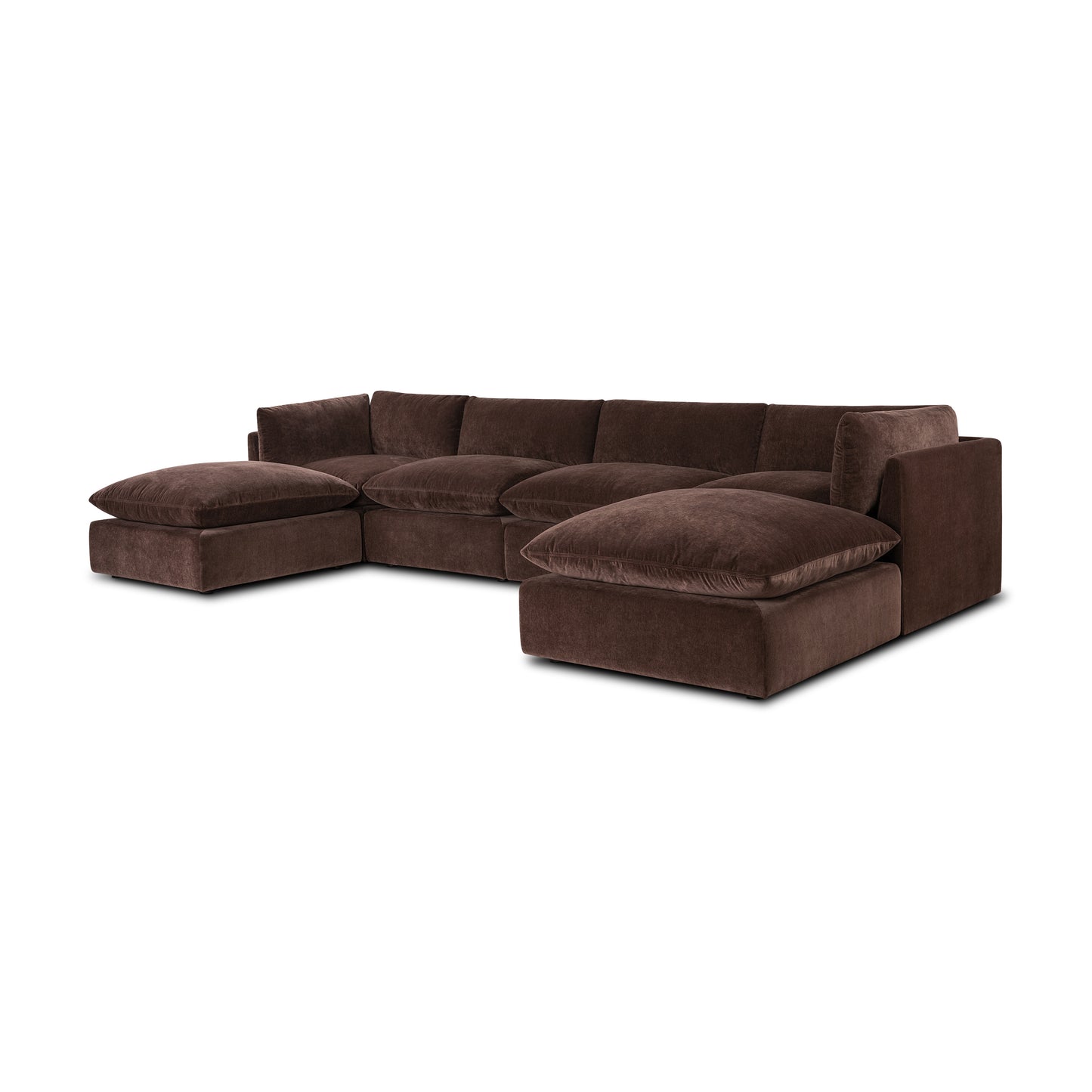 Davos 162" Modular 6-Piece U-Shaped Double Chaise Sectional | Sable Brown