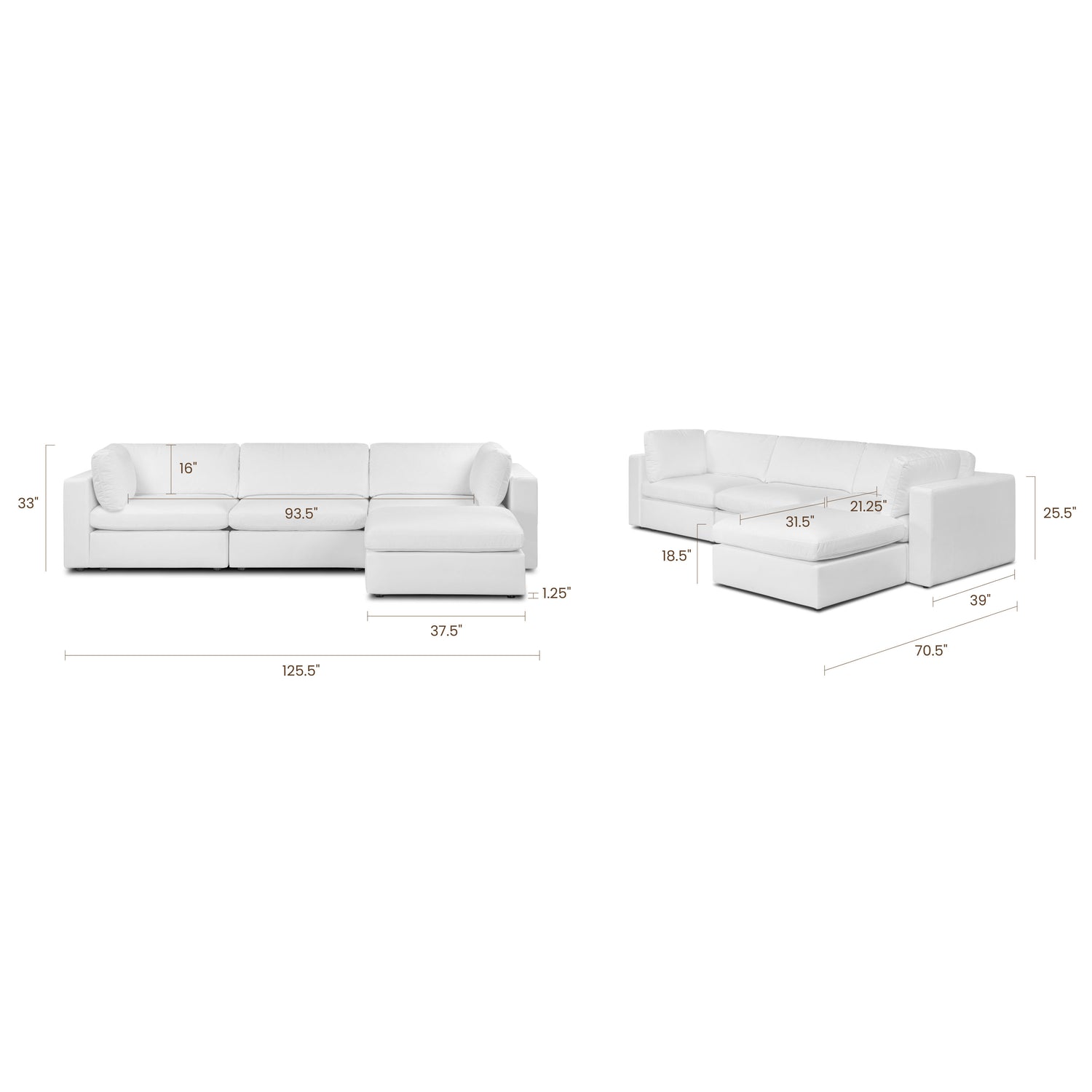 4-Seat Vari Modular Sectional | Cotton White 