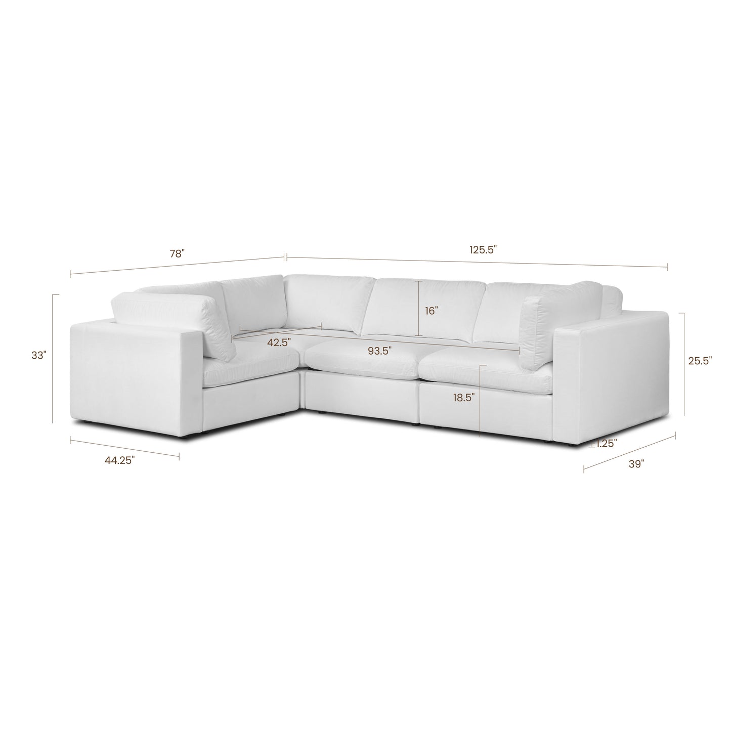 4-Seat Vari Modular L-Sectional | Cotton White