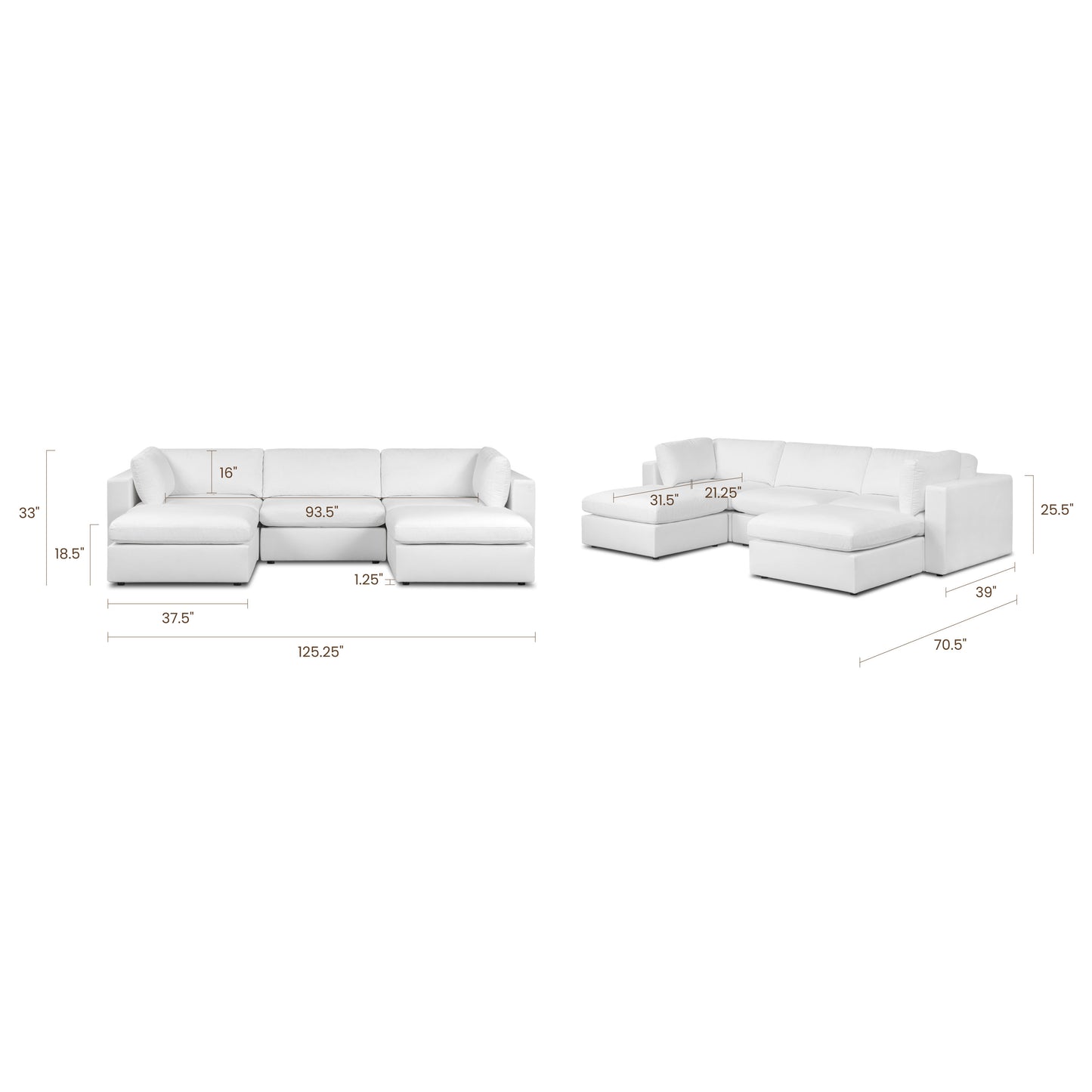 5-Seat Vari Modular Double Chaise Sectional | Cotton White