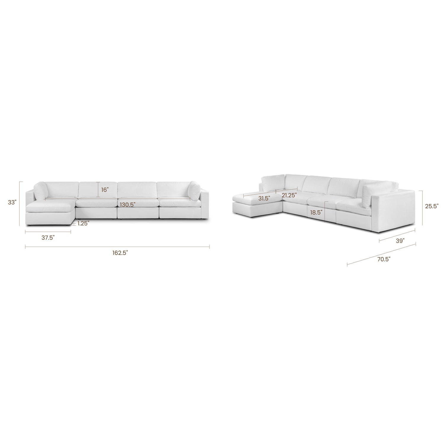5-Seat Vari Modular Sectional | Cotton White 