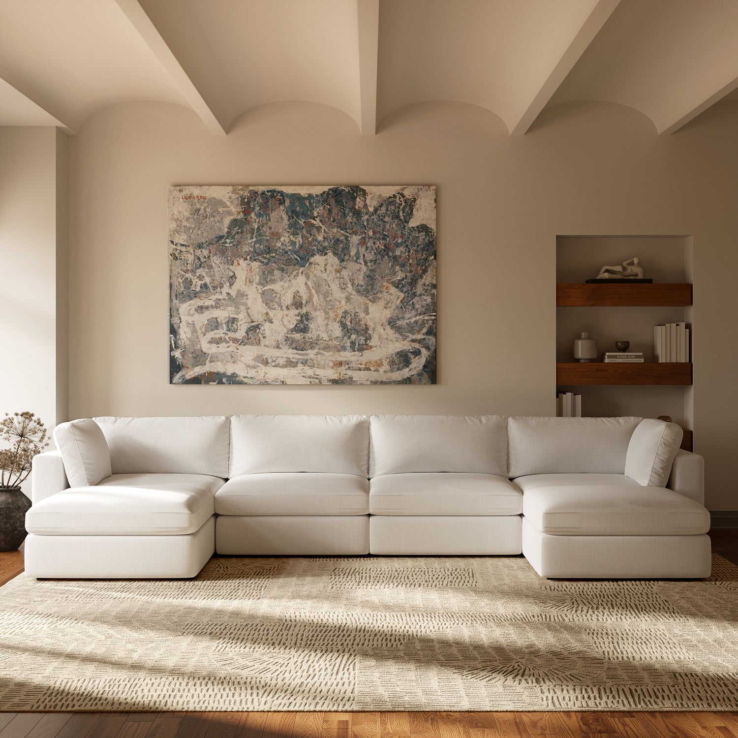 6-Seat Vari Modular Double Chaise Sectional | Cotton White lifestyle_image