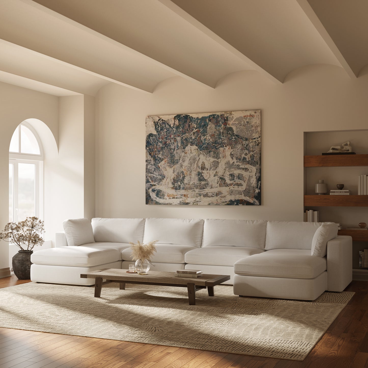 6-Seat Vari Modular Double Chaise Sectional | Cotton White
