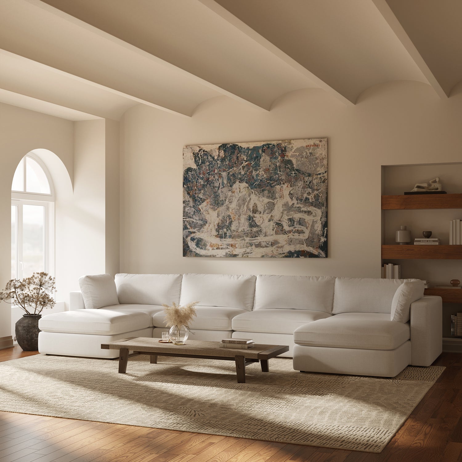 6-Seat Vari Modular Double Chaise Sectional | Cotton White 
