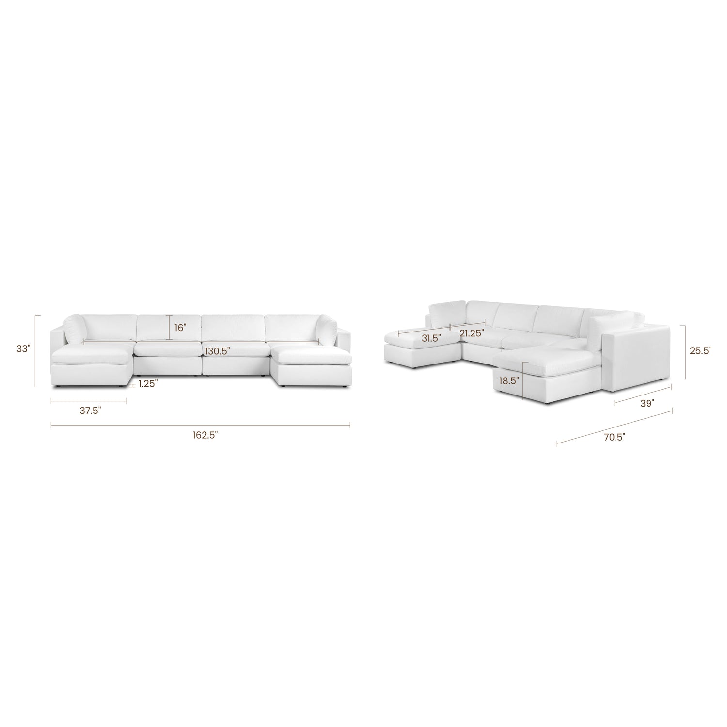 6-Seat Vari Modular Double Chaise Sectional | Cotton White 