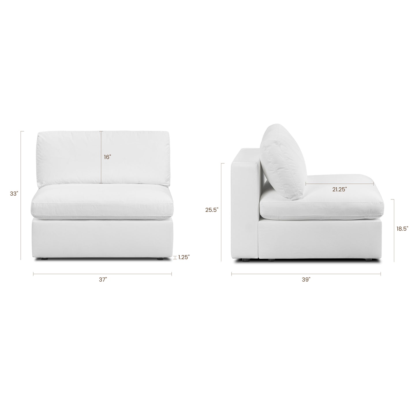 Vari Modular Armless Chair | Cotton White