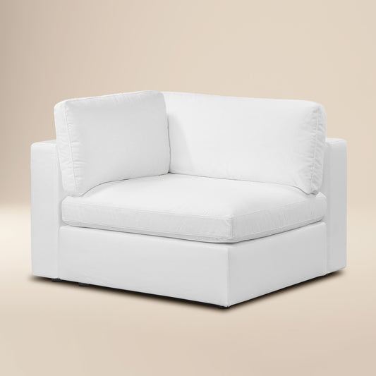 Vari Modular Left Arm Facing Corner + Arm Cushion | Cotton White