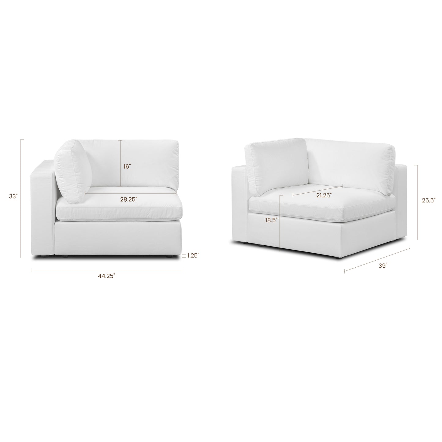 Vari Modular Left Arm Facing Corner + Arm Cushion | Cotton White