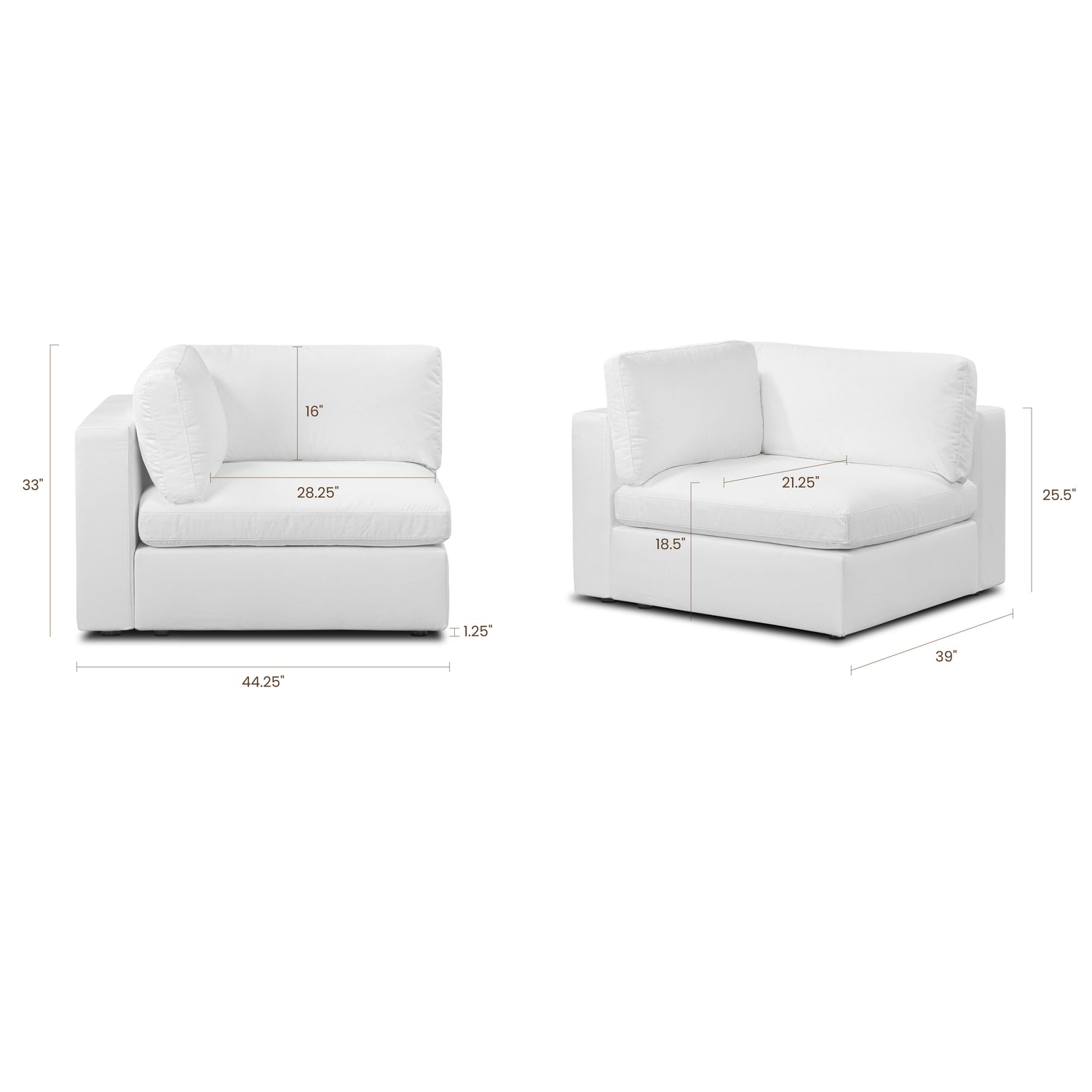 Vari Modular Left Arm Facing Corner + Arm Cushion | Cotton White 