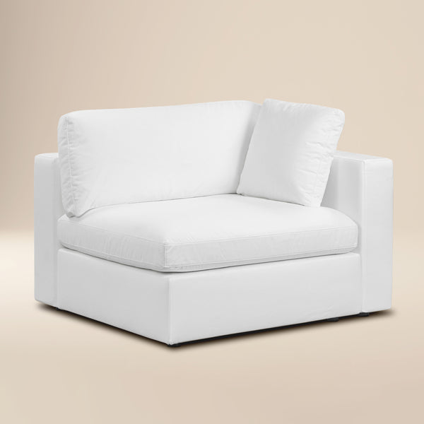 Vari Modular Left Arm Facing Corner + Toss Pillow | Cotton White