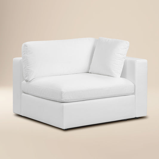 Vari Modular Left Arm Facing Corner + Toss Pillow | Cotton White