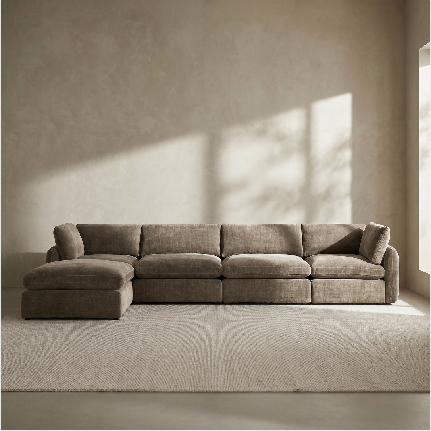 Tonga Modular 5-Piece L-Shaped Sectional with Reversible Ottoman | Clove Brown lifestyle_image