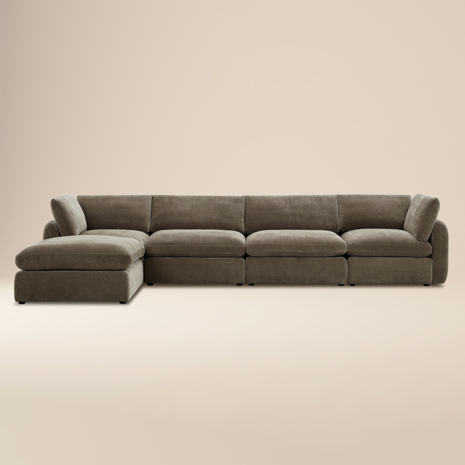 Tonga Modular 5-Piece L-Shaped Sectional with Reversible Ottoman | Clove Brown 