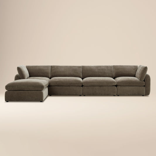 Tonga Modular 5-Piece L-Shaped Sectional with Reversible Ottoman | Clove Brown