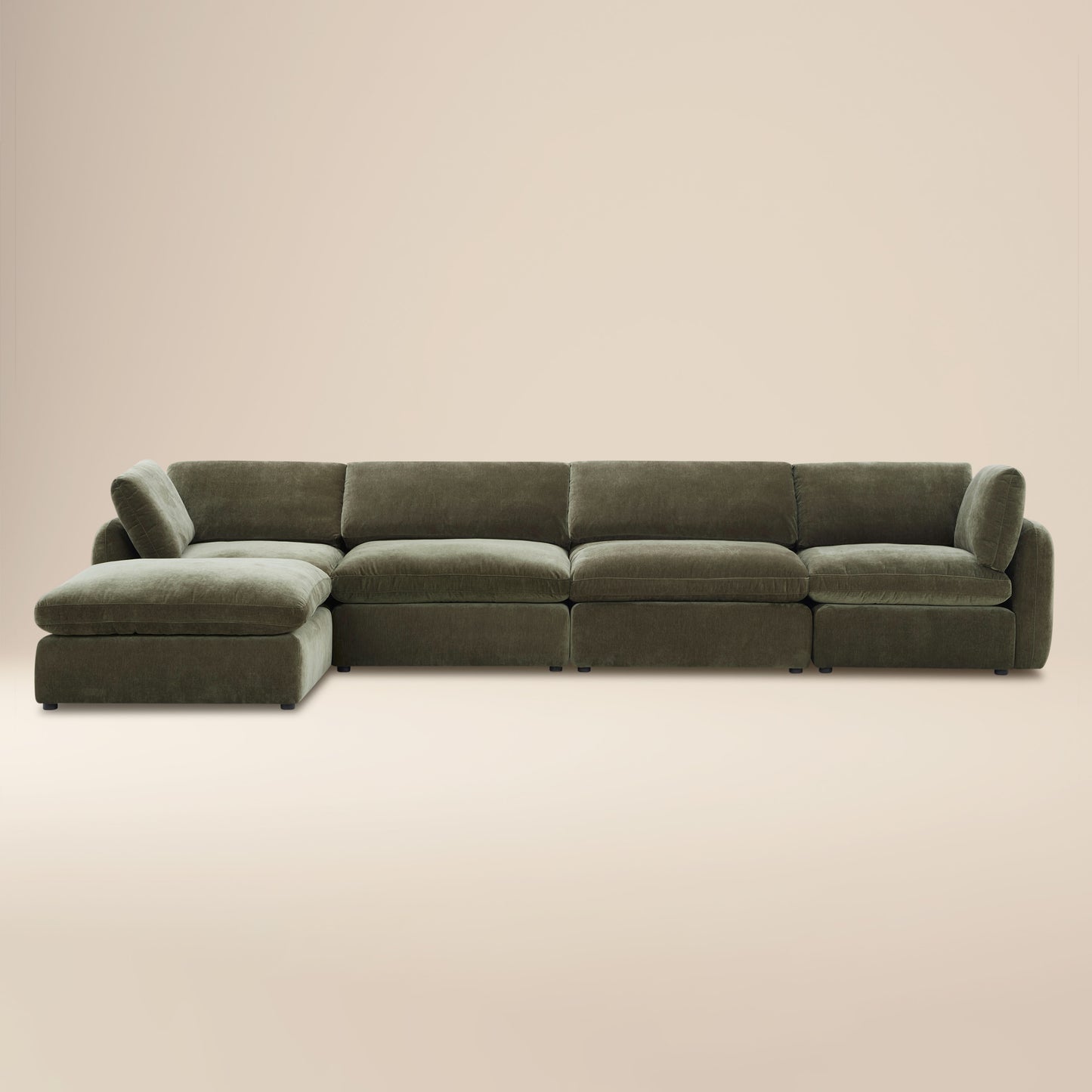 Tonga Modular 5-Piece L-Shaped Sectional with Reversible Ottoman | Lume Green