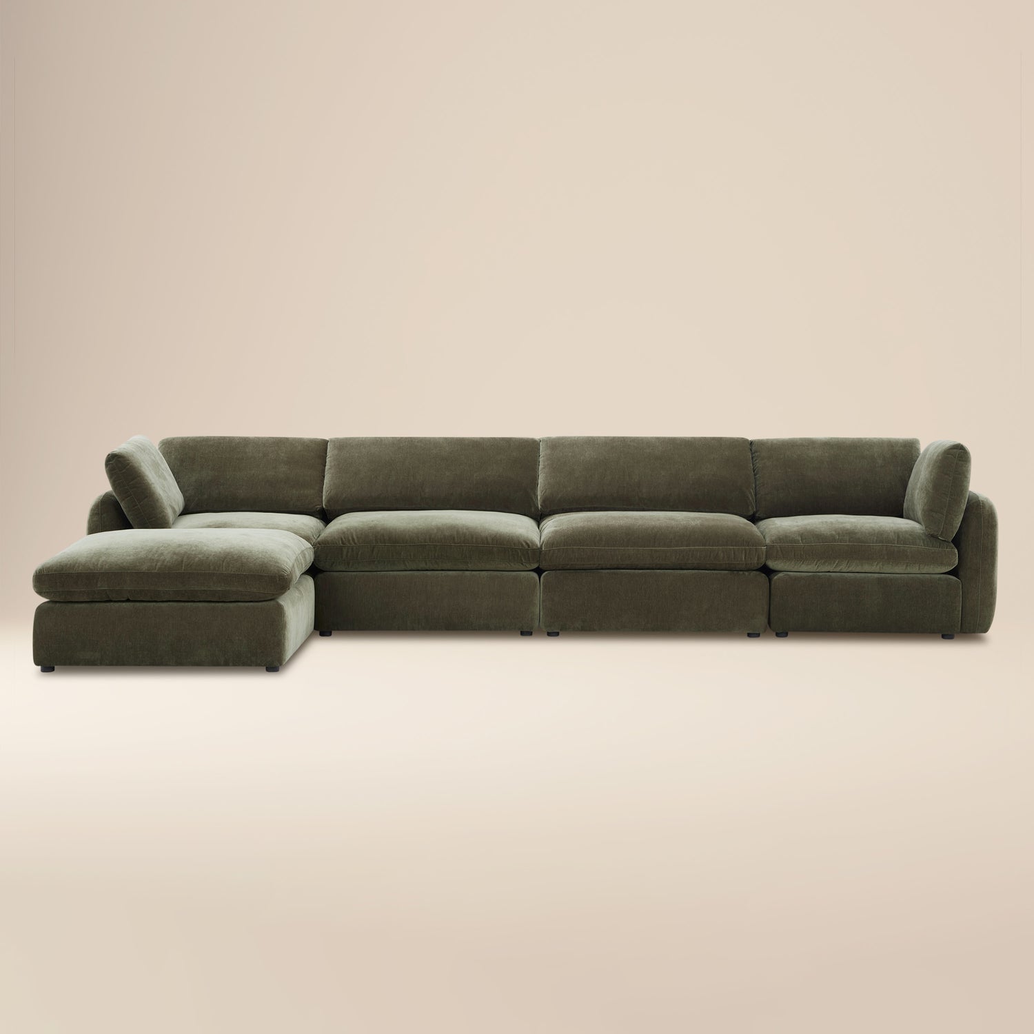 Tonga Modular 5-Piece L-Shaped Sectional with Reversible Ottoman | Lume Green 