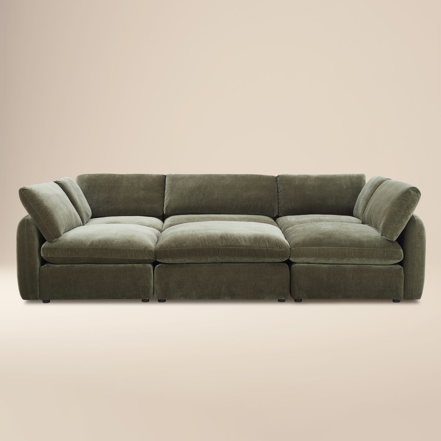 Tonga Modular 6-Piece Pit Lounge Sectional | Lume Green