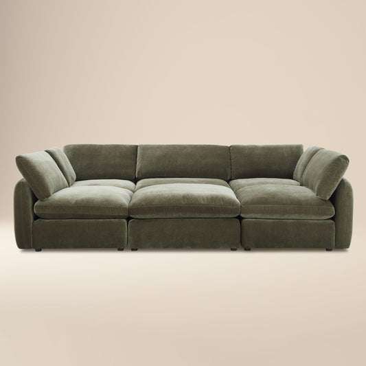 Tonga Modular 6-Piece Pit Lounge Sectional | Lume Green