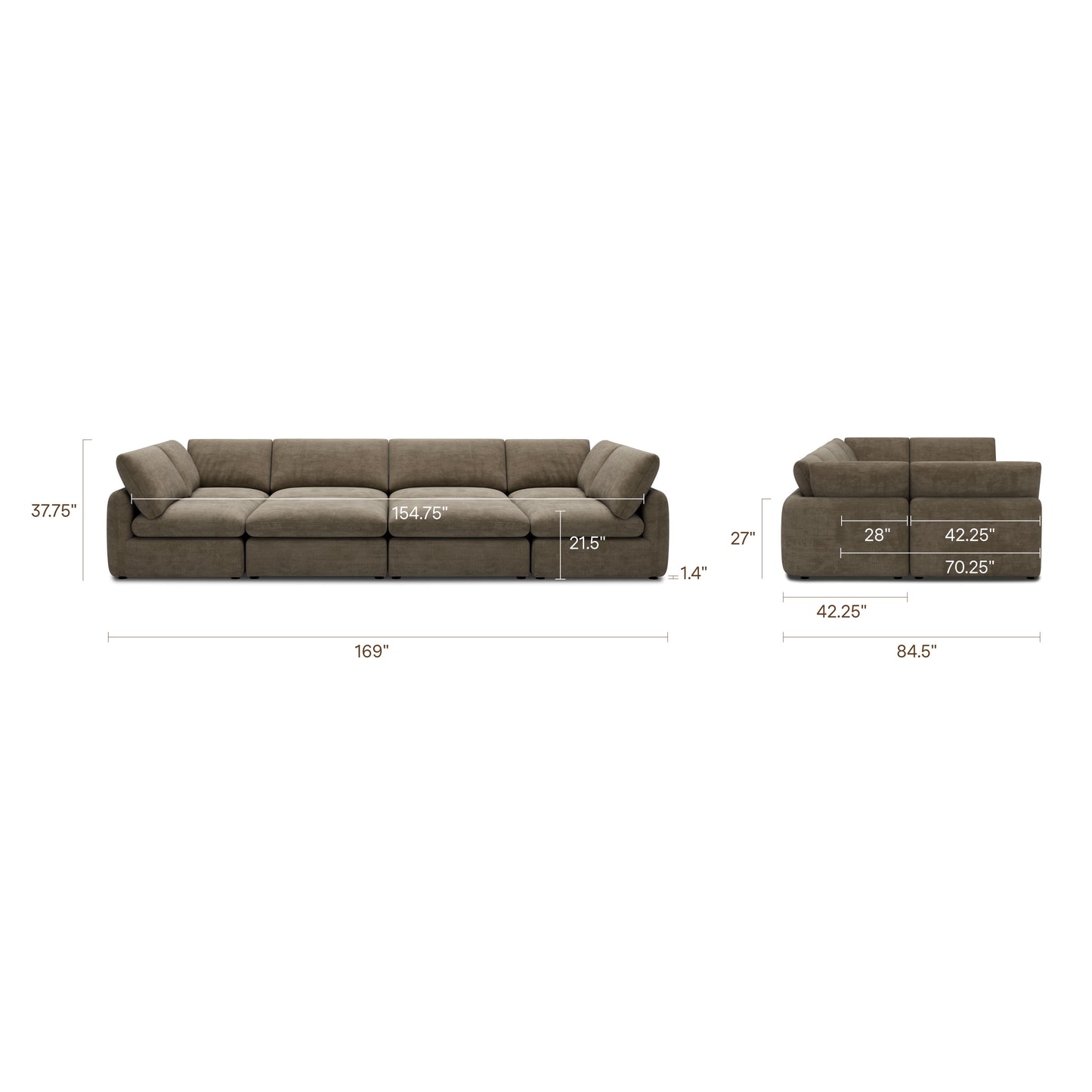 Tonga Modular 8-Piece Pit Lounge Sectional | Clove Brown