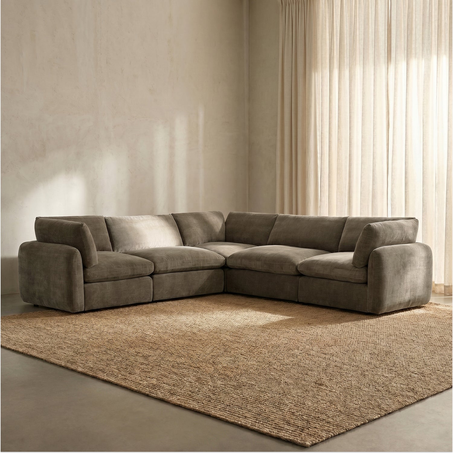 Tonga Modular 5-Piece L-Shaped Corner Sectional | Clove Brown lifestyle_image