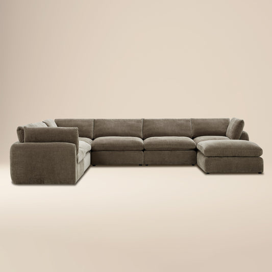 Tonga Modular 7-Piece L-Shaped Sectional with Chaise | Clove Brown