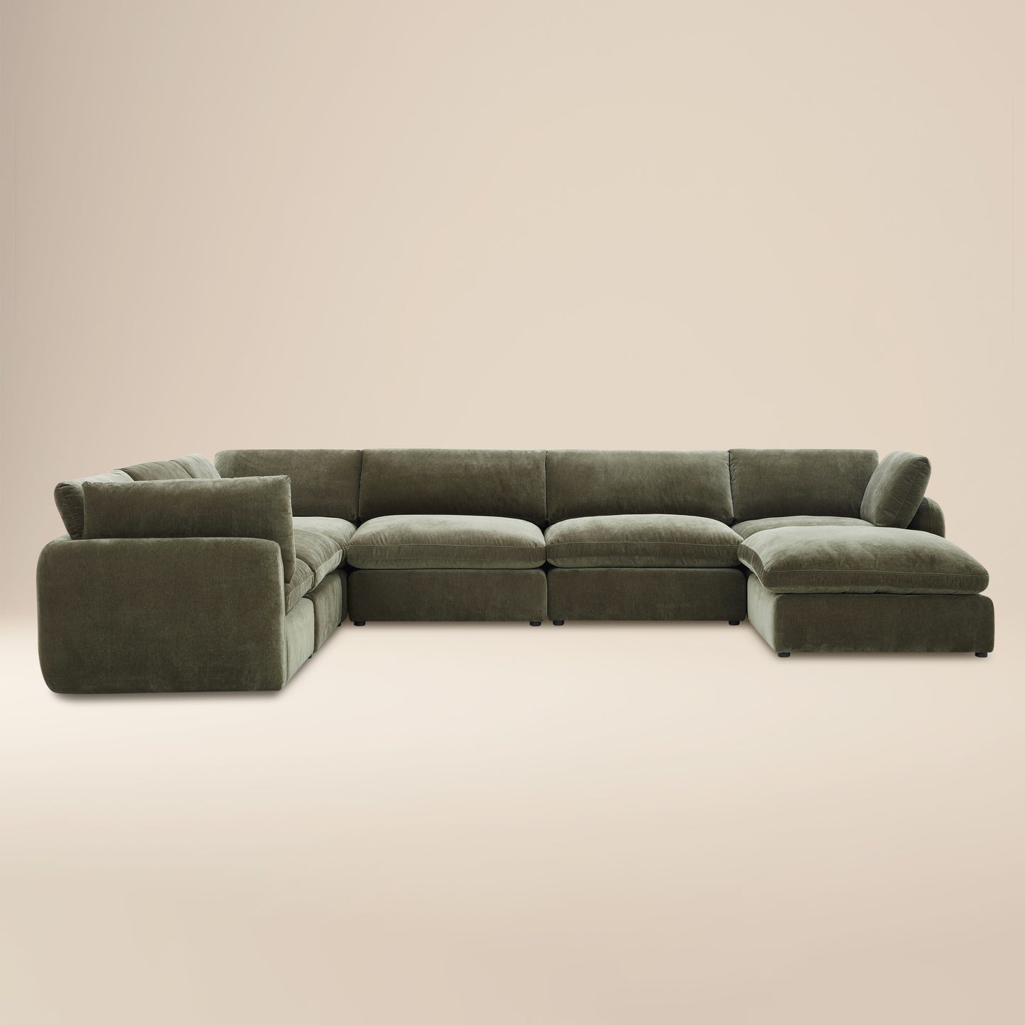 Tonga Modular 7-Piece L-Shaped Sectional with Chaise | Lume Green
