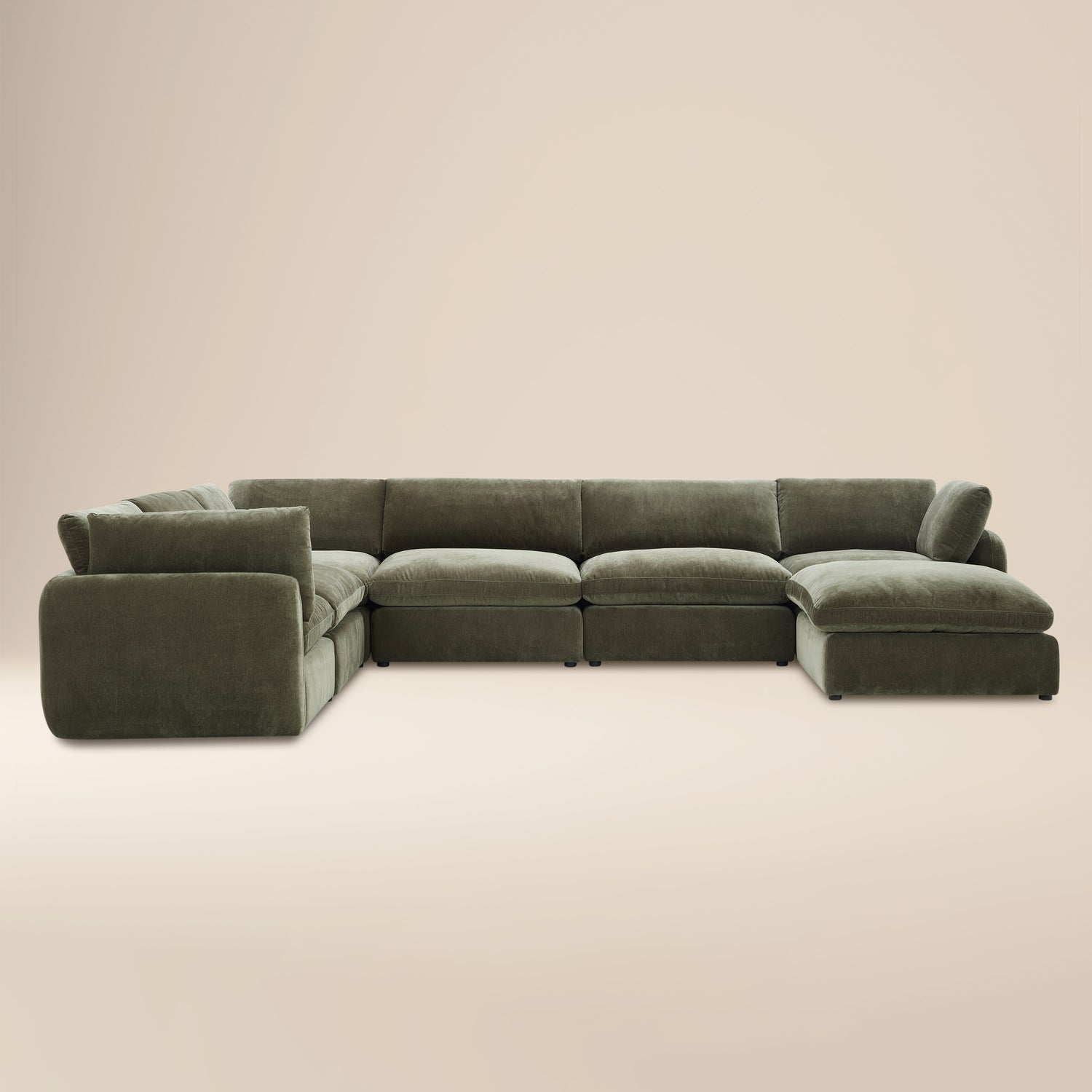 Tonga Modular 7-Piece L-Shaped Sectional with Chaise | Lume Green 