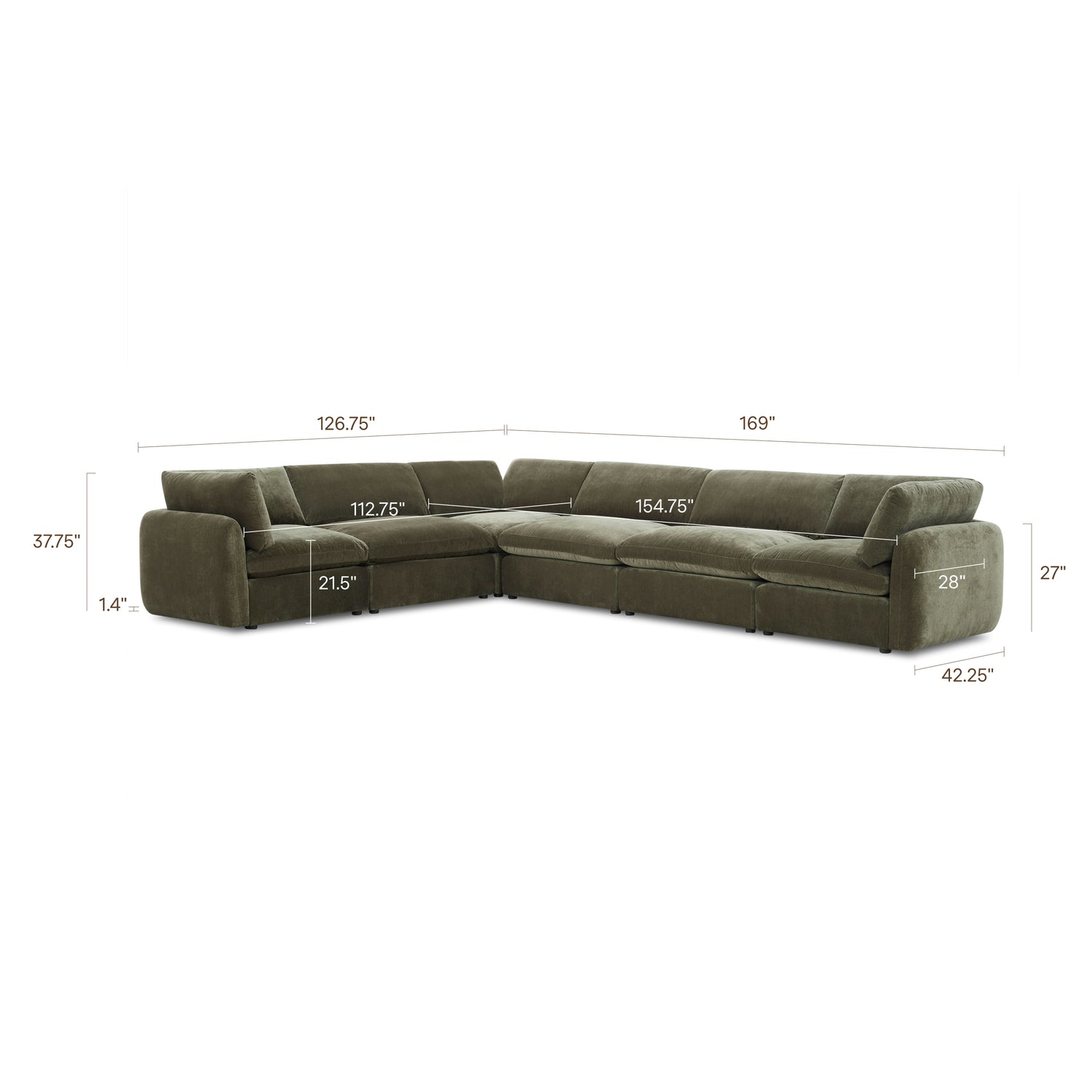 Tonga Modular 6-Piece L-Shaped Sectional | Lume Green 