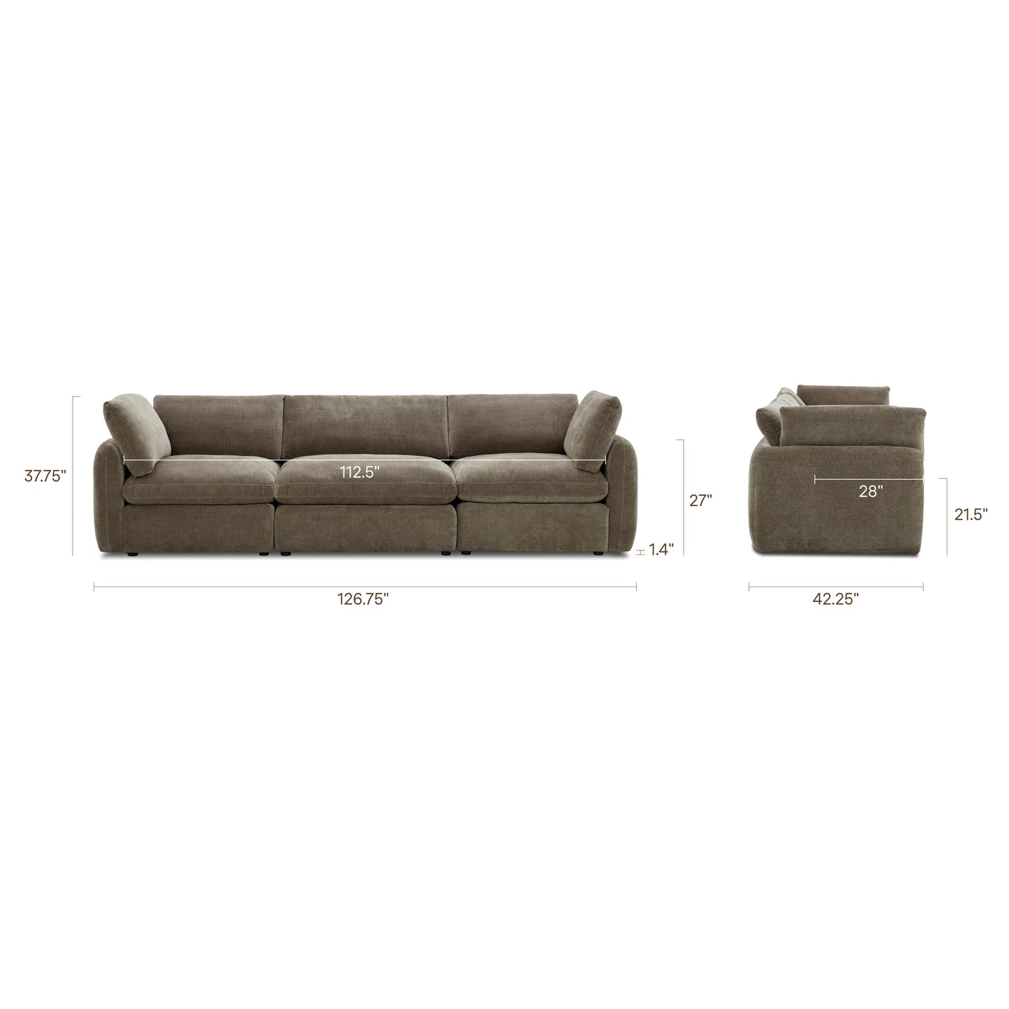 Tonga Modular 3-Piece Sofa | Clove Brown