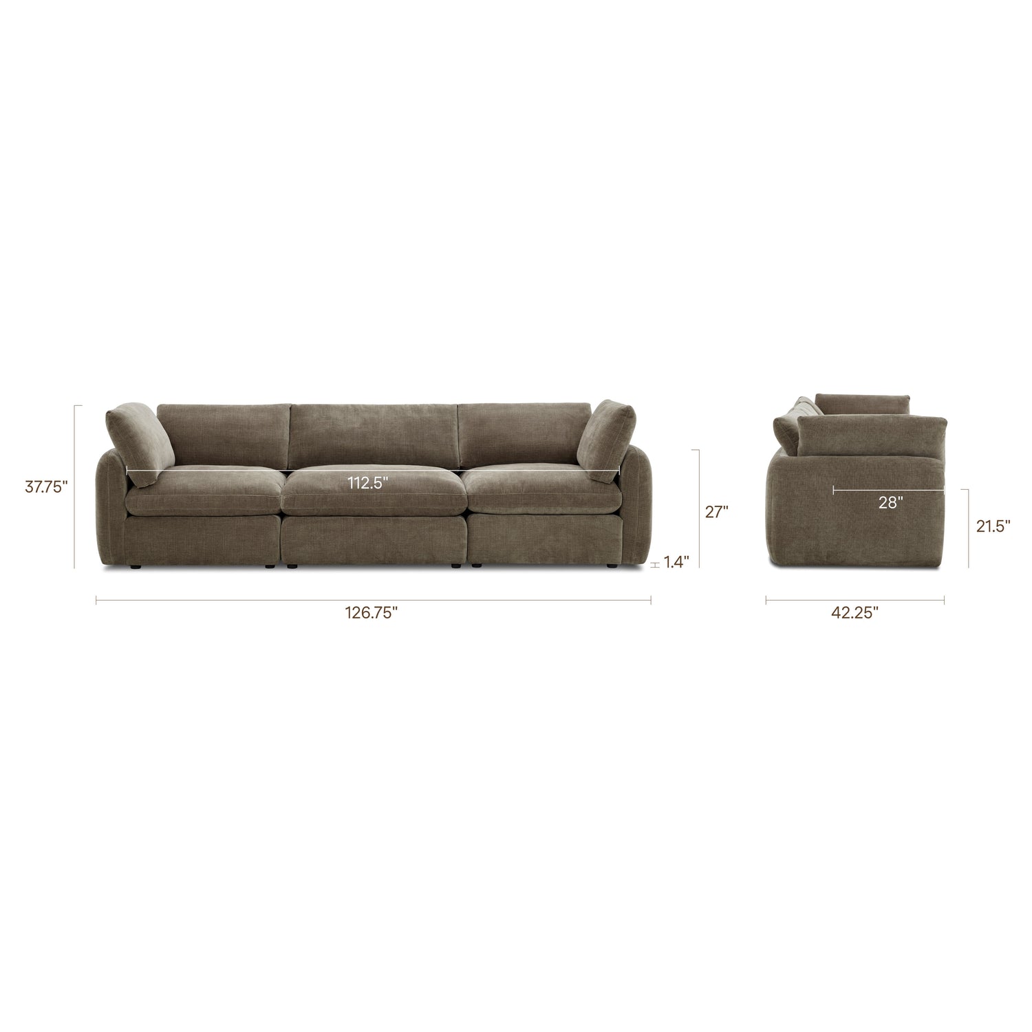 Tonga Modular 3-Piece Sofa | Clove Brown 