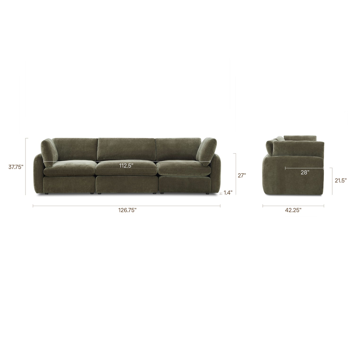 Tonga Modular 3-Piece Sofa | Lume Green 
